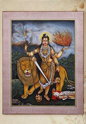 Divine Goddess Parvati Superfine Watercolor Painting on Paper