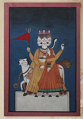 Sadashiva Watercolor Painting Divine Hindu Art on Paper