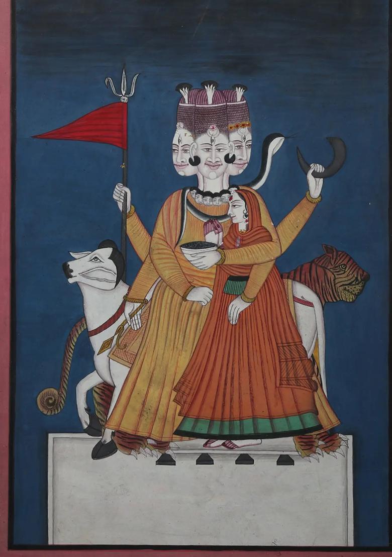 Sadashiva Watercolor Painting Divine Hindu Art on Paper