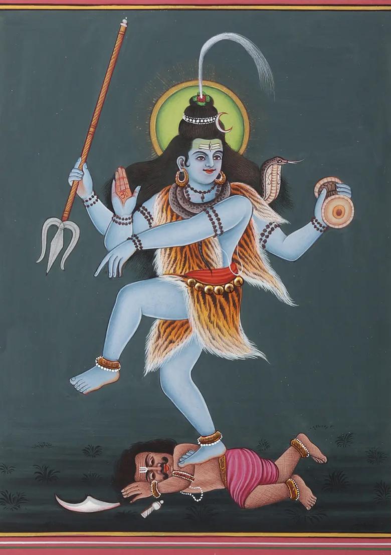 Dancing Shiva Watercolor Painting Nataraja Hindu Art on Paper