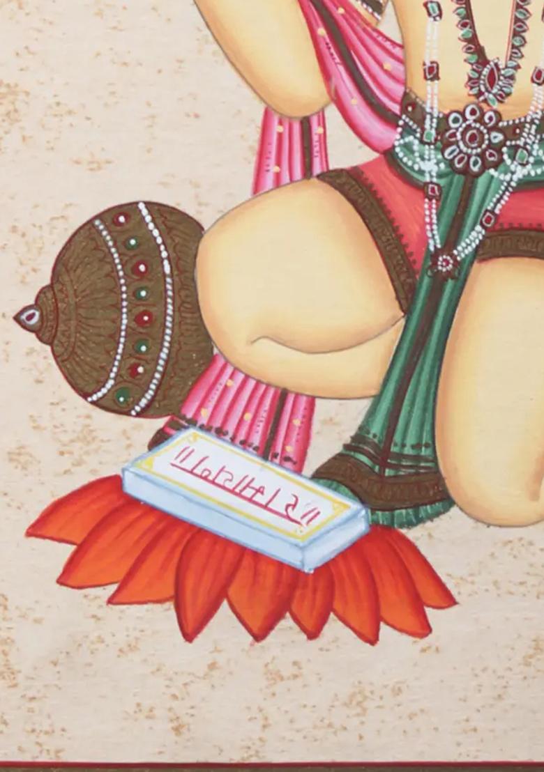 Lord Hanuman Singing Bhajans Devotional Watercolor Painting
