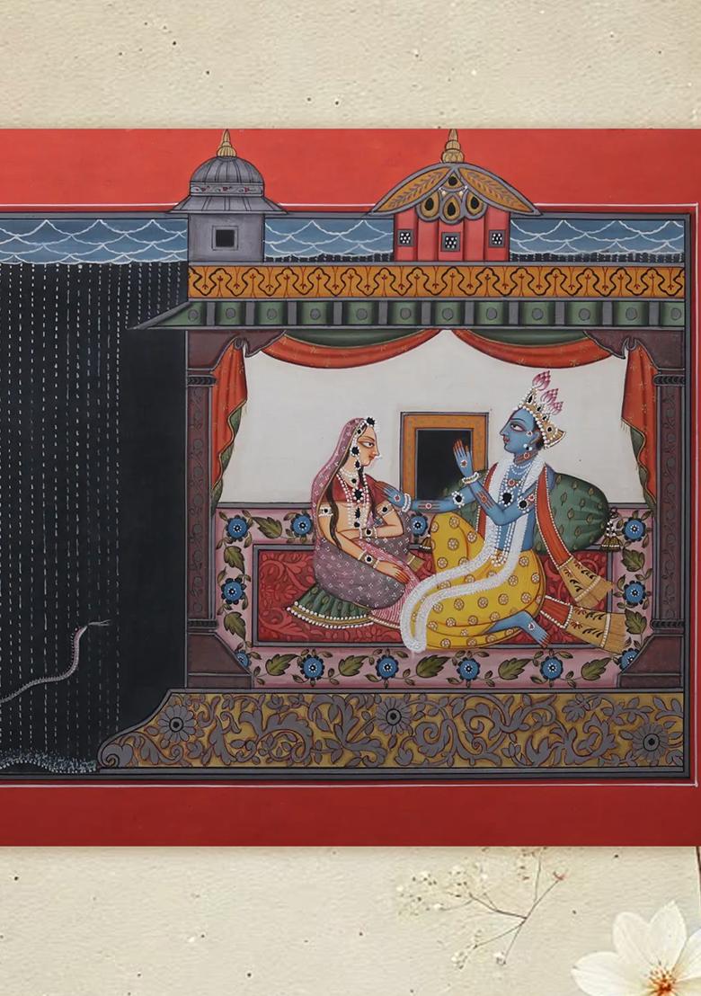 Radha Krishna Watercolor Painting Eternal Love in Hindu Art