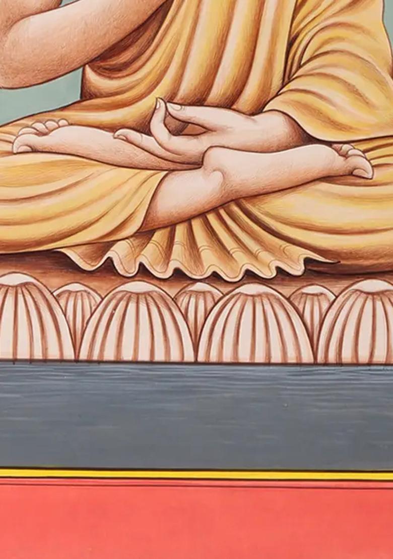 Lord Buddha in Vitarka Mudra Serene Watercolor Painting of Divine Wisdom
