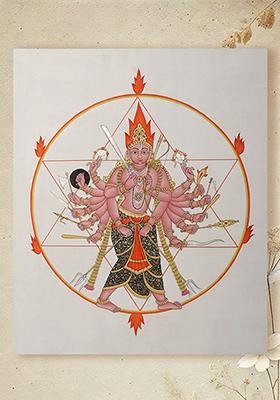 Vishnu as Lord Sudarshana Divine Protector in Traditional Hindu Mythology Art