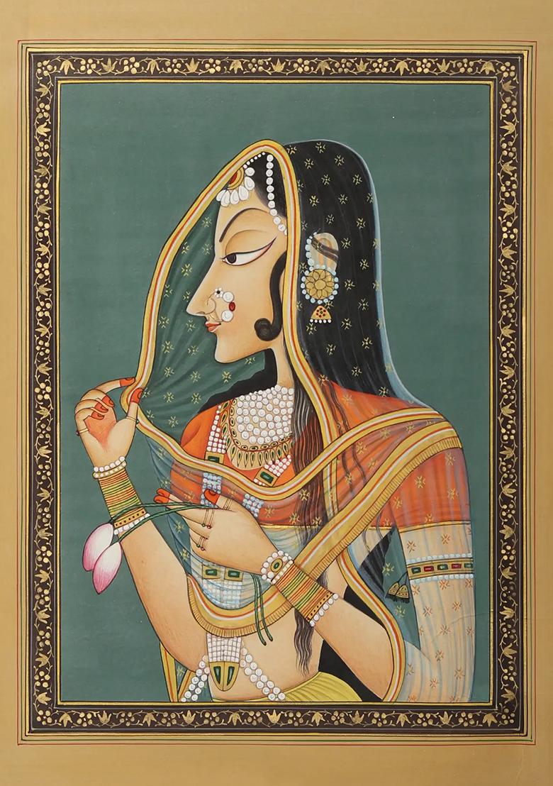 Bani Thani Kishangarh Style Watercolor Painting Traditional Indian Art