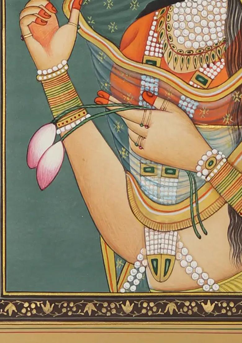 Bani Thani Kishangarh Style Watercolor Painting Traditional Indian Art