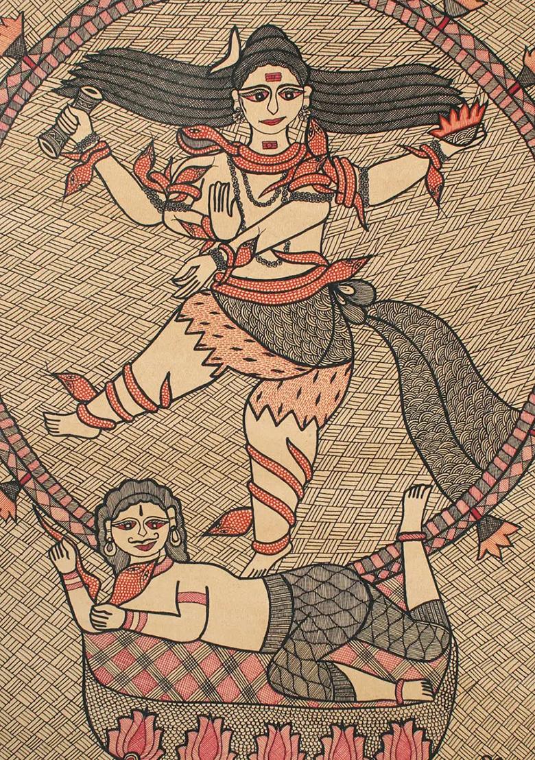 Dancing Lord Shiva Madhubani Painting Divine Nataraja in Traditional Art