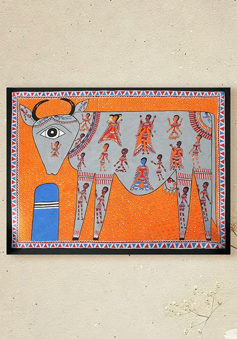 Goddess Kamdhenu Madhubani Painting Divine Symbolism in Traditional Art