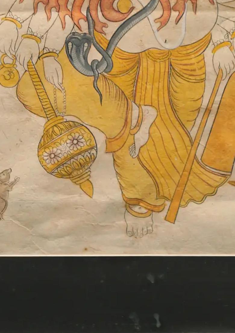 Lord Ganesha with Many Arms and Trunks Framed Painting