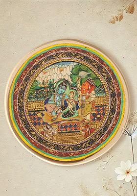 Shiva Parivar Ganjifa Painting Watercolor on Paper