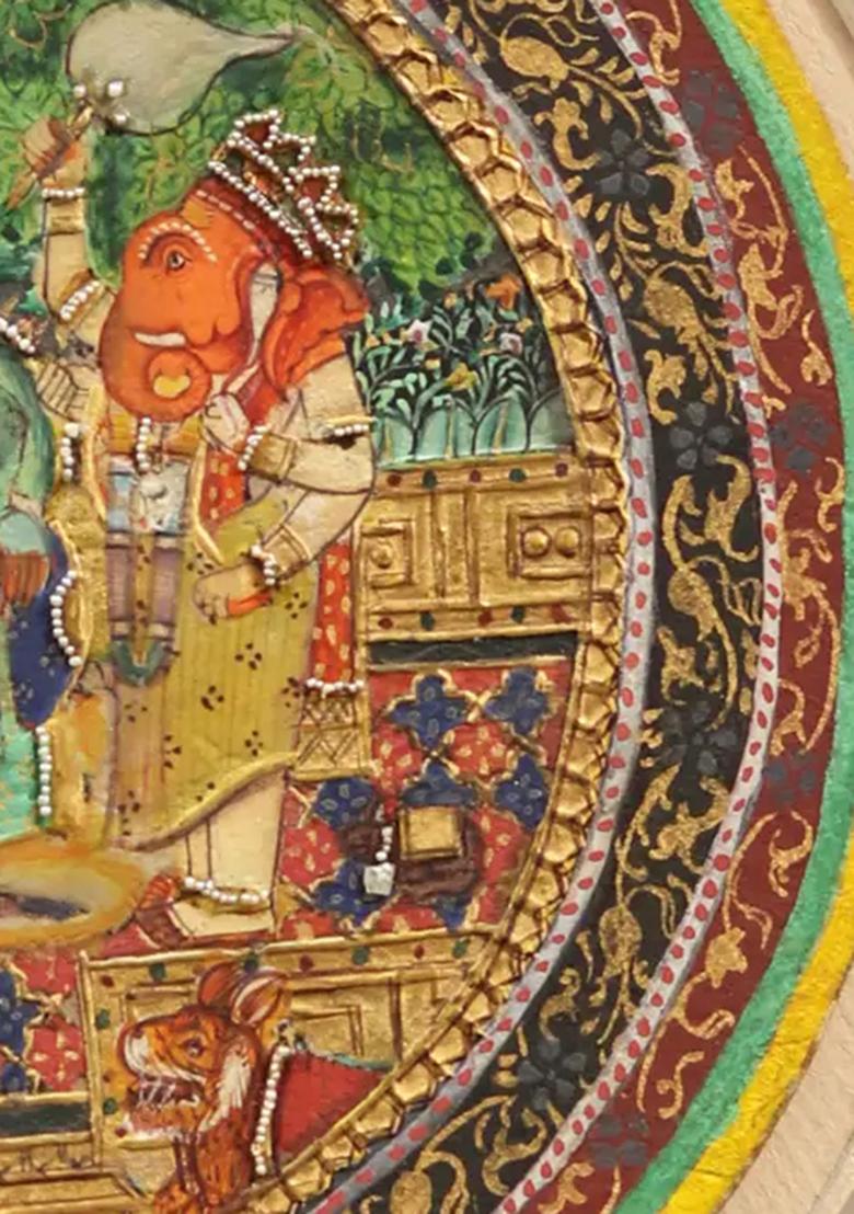 Shiva Parivar Ganjifa Painting Watercolor on Paper