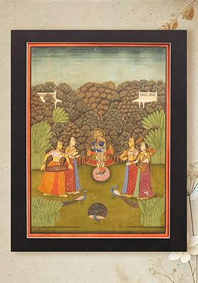 Shrinathji Lord Krishna Watercolor Painting on Paper