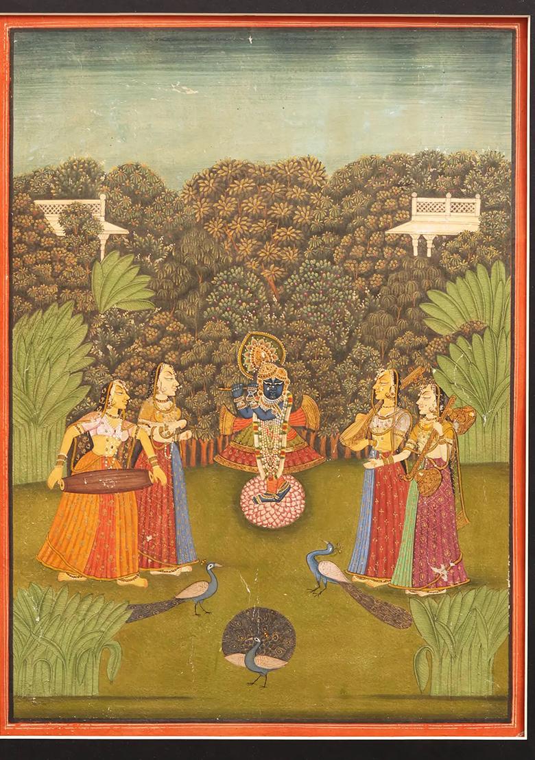 Shrinathji Lord Krishna Watercolor Painting on Paper