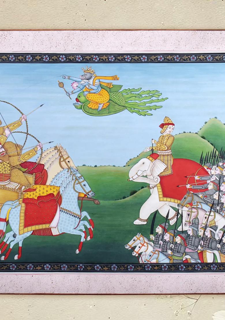 Lord Varaha Avatara of Vishnu Divine Painting of the Boar Incarnation