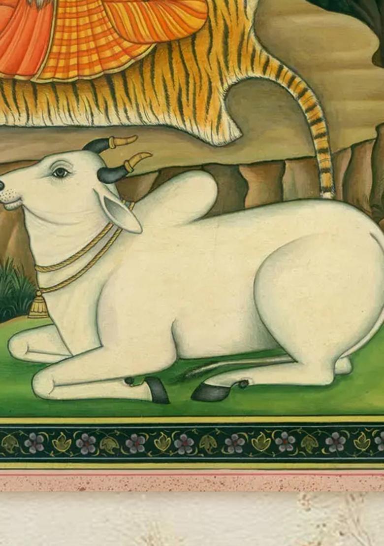 Bhadrasana Ardhanarishvara Painting Divine Artwork of the HalfMan HalfWoman Deity