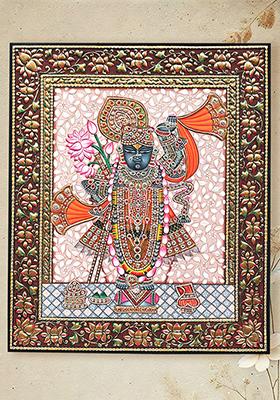 Beautifully Dressed Lord Shrinathji Exquisite Pichwai Art