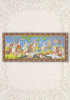 Lord Krishna with Gopikas Celebration Scene in Traditional Patachitra Painting