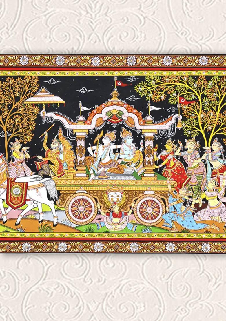 Mathura Vijaya Triumph of Lord Krishna in Traditional Patachitra Painting