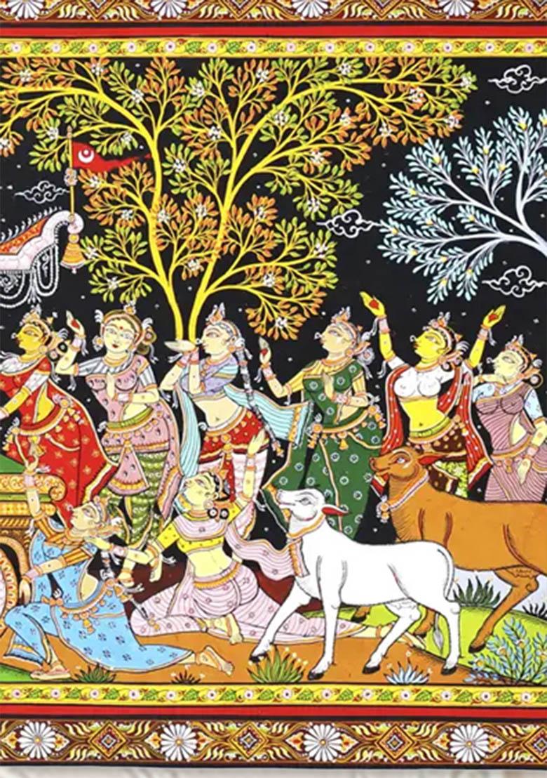 Mathura Vijaya Triumph of Lord Krishna in Traditional Patachitra Painting