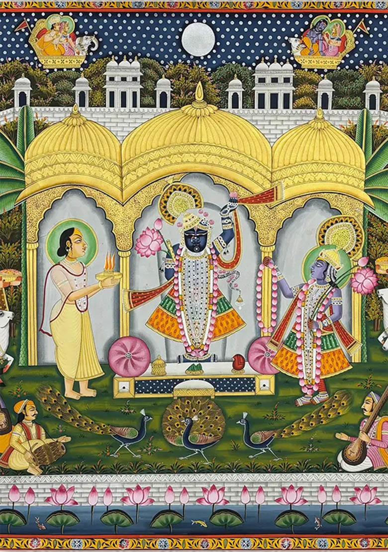 Lord Shrinathji Darshan Traditional Pichwai Painting of Divine Grace