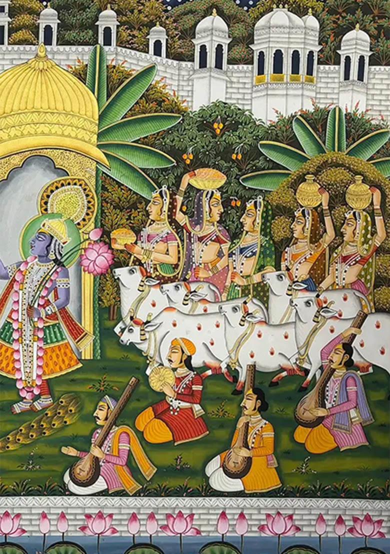 Lord Shrinathji Darshan Traditional Pichwai Painting of Divine Grace