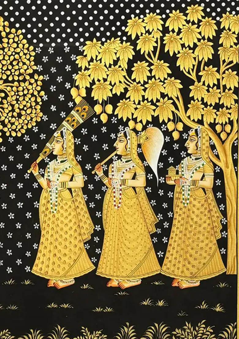 Lord Krishna with Gopis Traditional Pichwai Painting of Divine Love