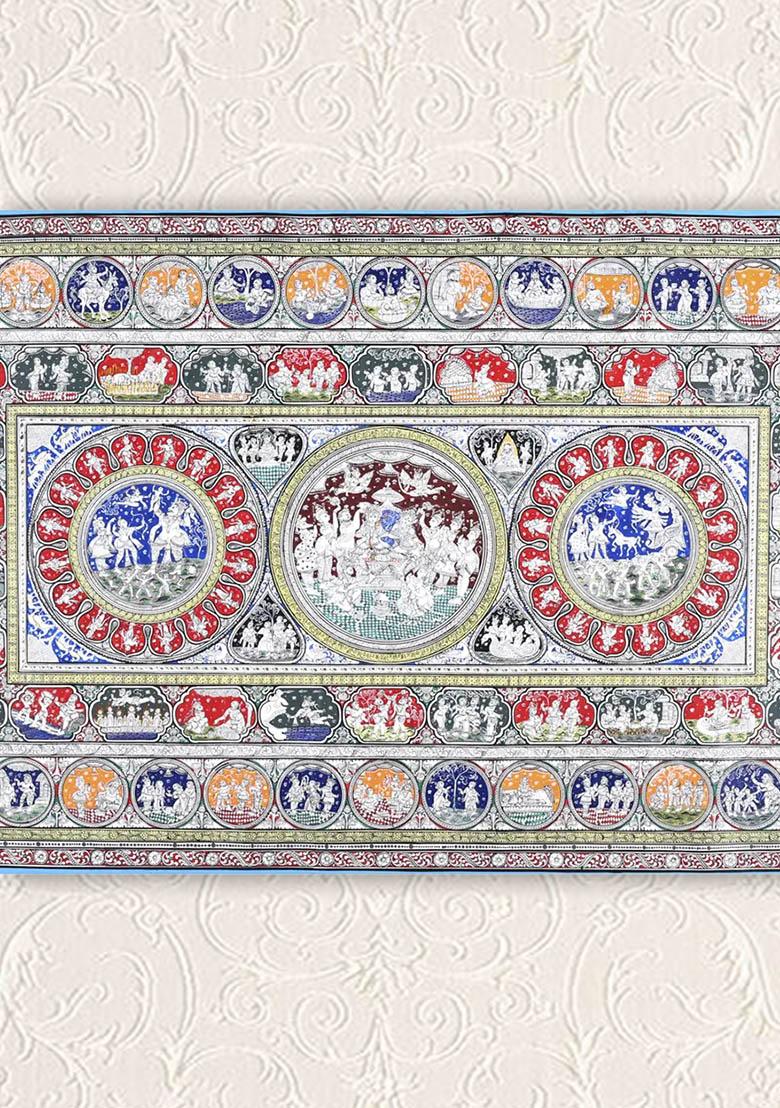 Shri Rama Darbar with Ramayana Episodes Traditional Indian Painting of Divine Legacy