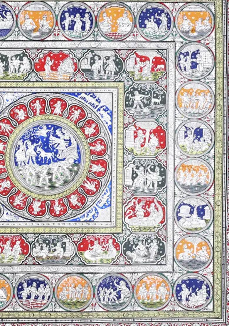 Shri Rama Darbar with Ramayana Episodes Traditional Indian Painting of Divine Legacy