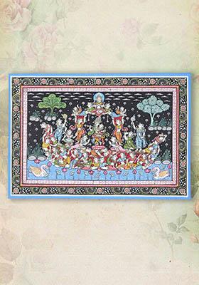 Romantic Aspect of Krishna Leela Traditional Indian Painting of Divine Love