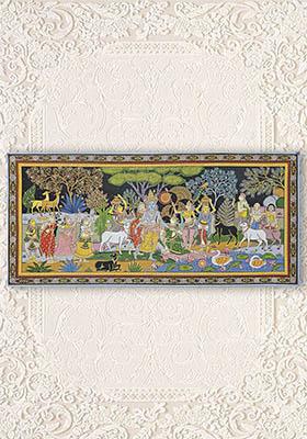 Krishna Rasleela with Radha and Gopis Patachitra Painting