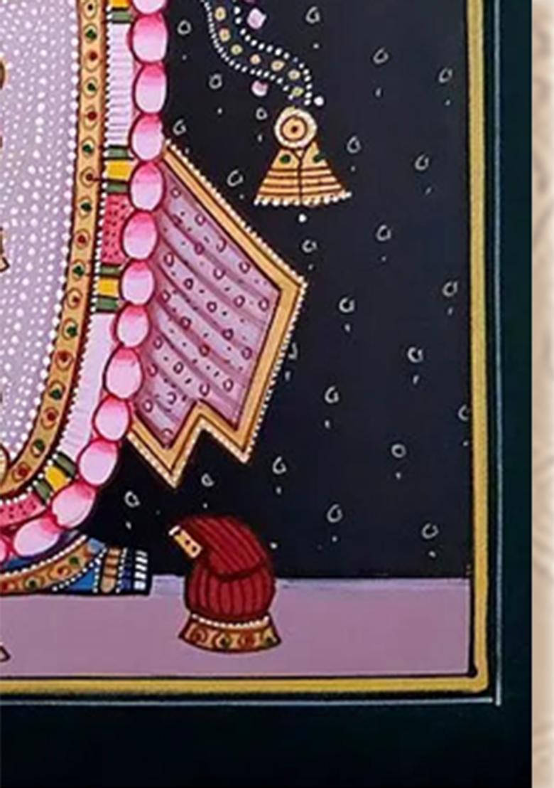 Elegant Shrinathji with Flute and Lotus Exquisite Pichwai Painting