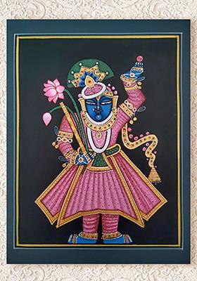 Radiant Gaze Standing Shrinathji with Charming Eyes Pichwai Painting