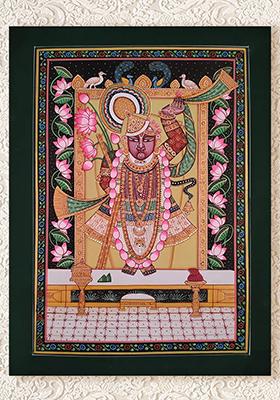 Divine Harmony Kanhaji as Shrinathji in Traditional Pichwai Painting