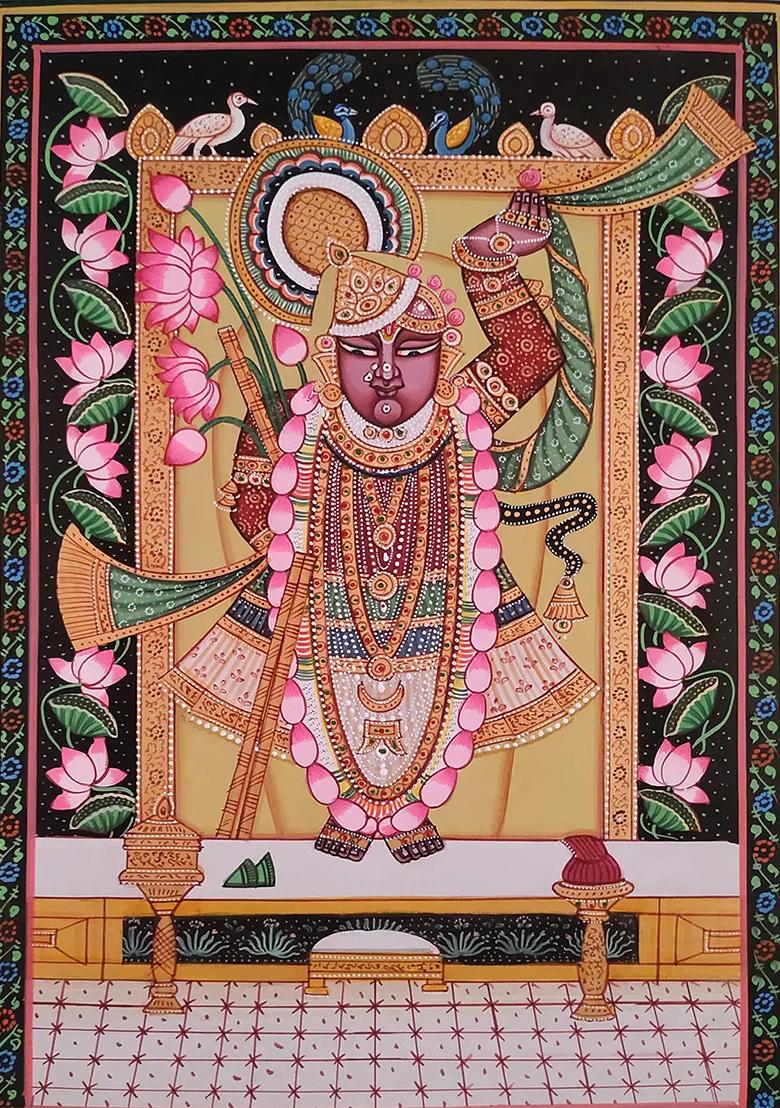 Divine Harmony Kanhaji as Shrinathji in Traditional Pichwai Painting