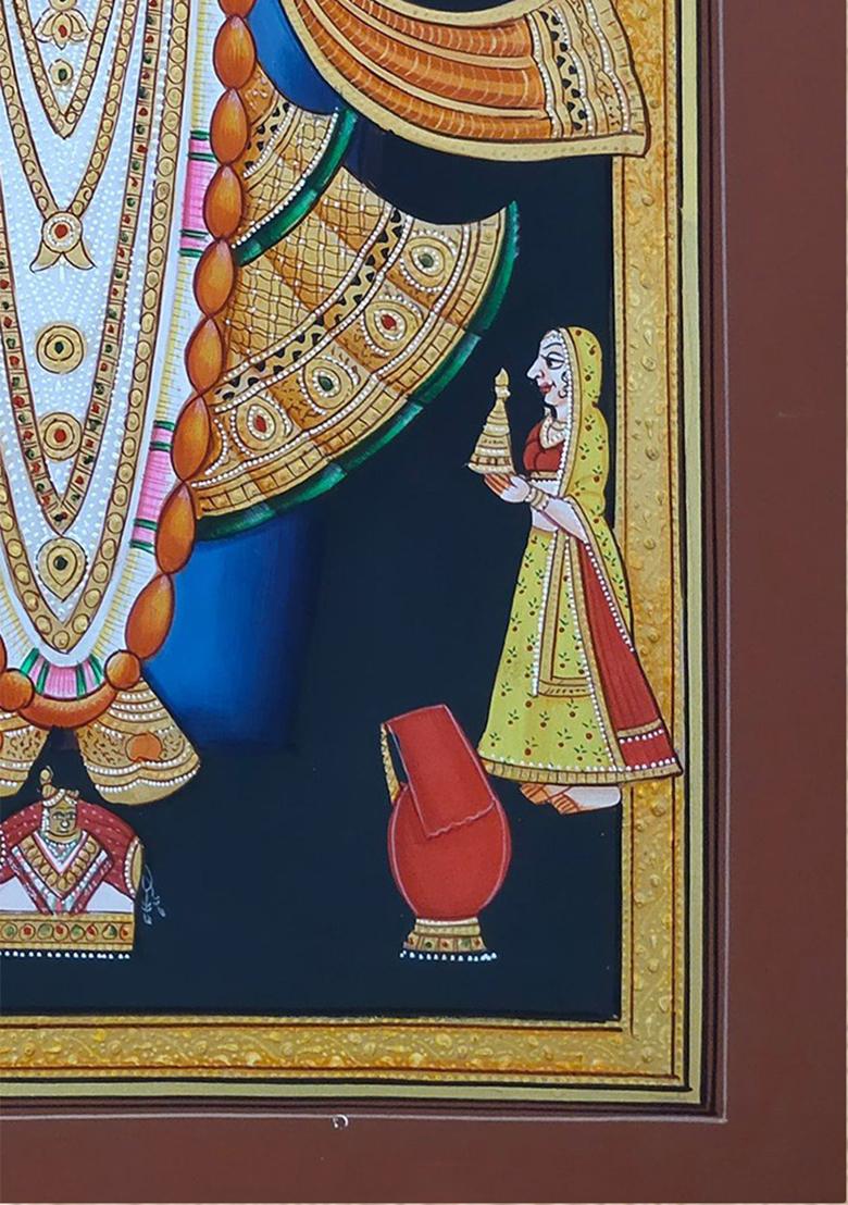 Divine Ensemble Lord Shrinathji and Gopis in Majestic Pichwai Artwork