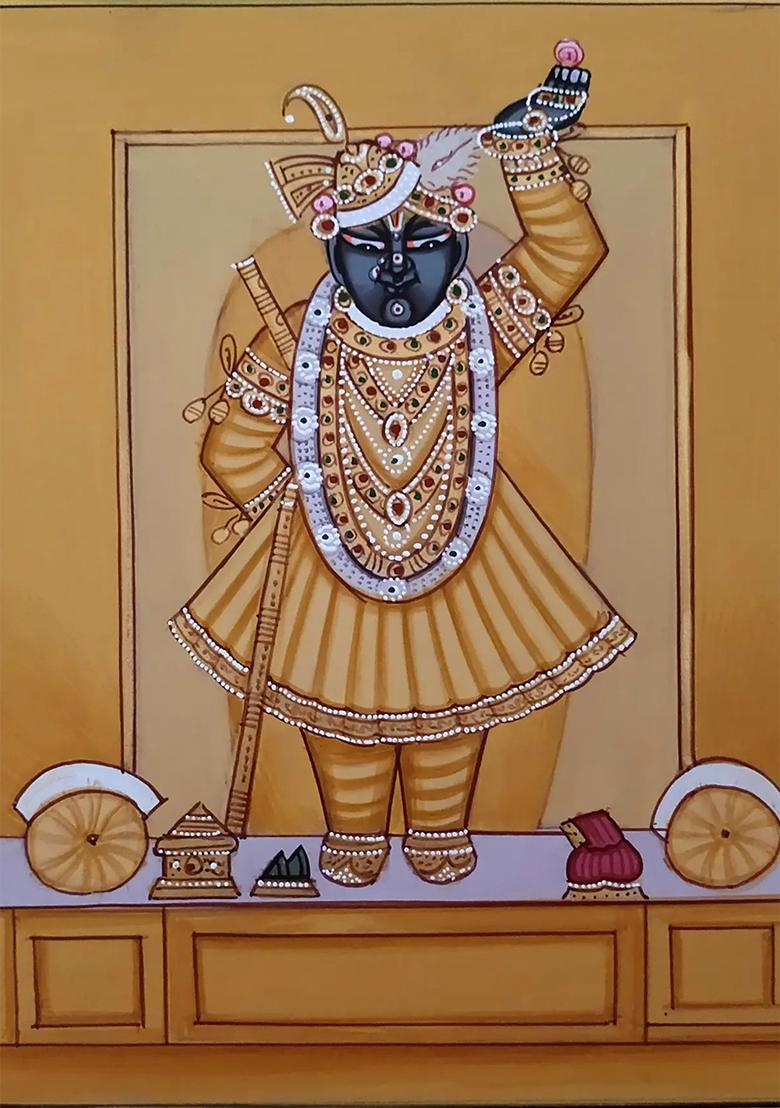 Shrinathji Standing On Asana Pichwai Painting