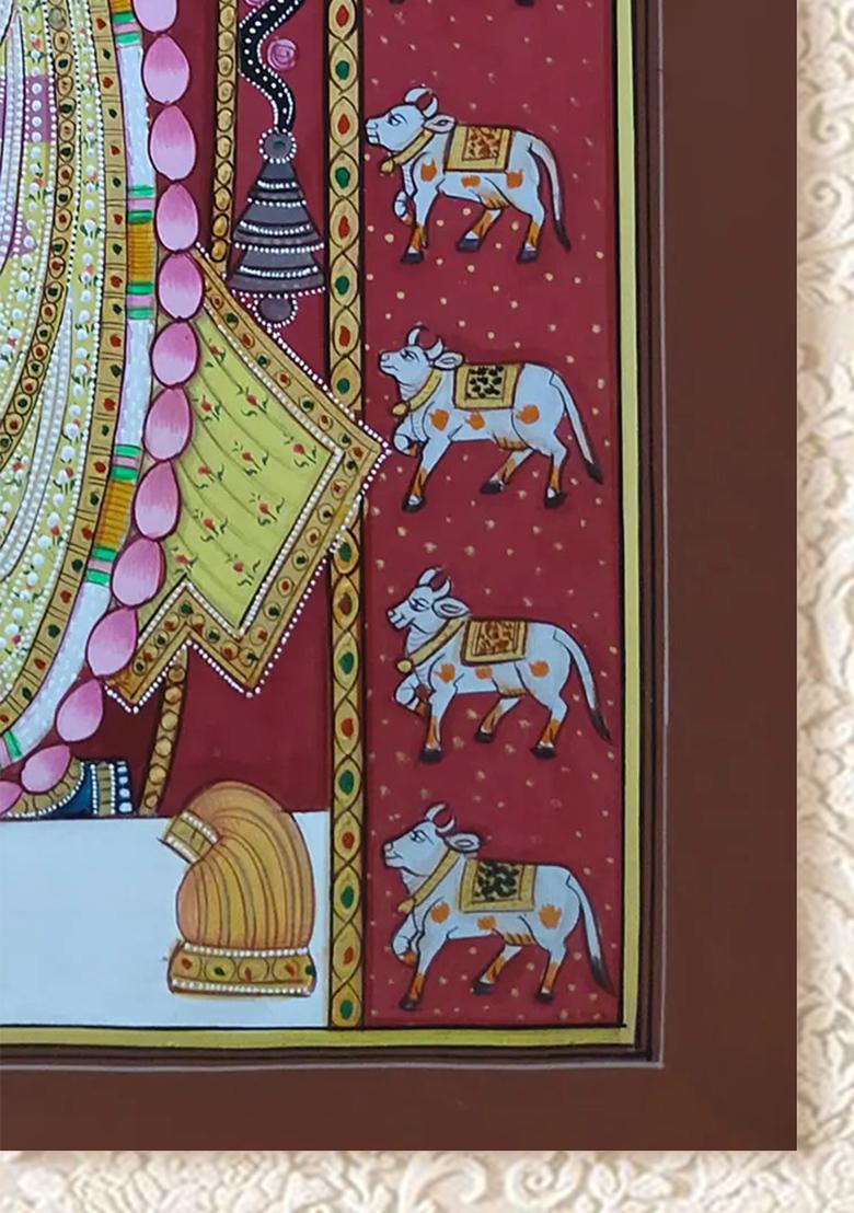 Shrinathji Surrounded by Cows Pichwai Painting