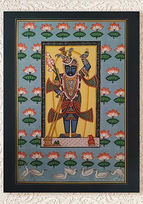Shrinathji in Kamal Talai Pond Pichwai Painting