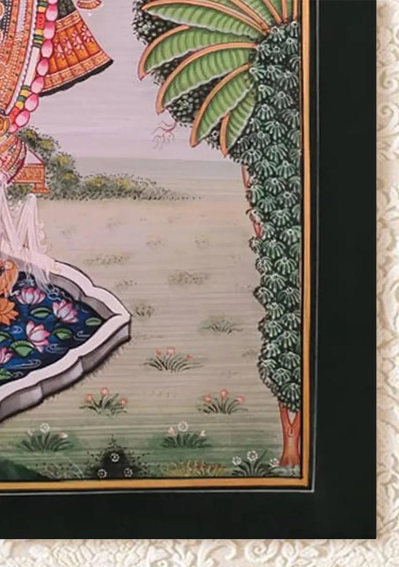 Lord Shrinathji by the Lake Pichwai Painting