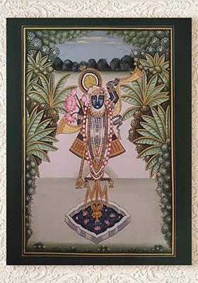 Lord Shrinathji Under the Tree Pichwai Painting
