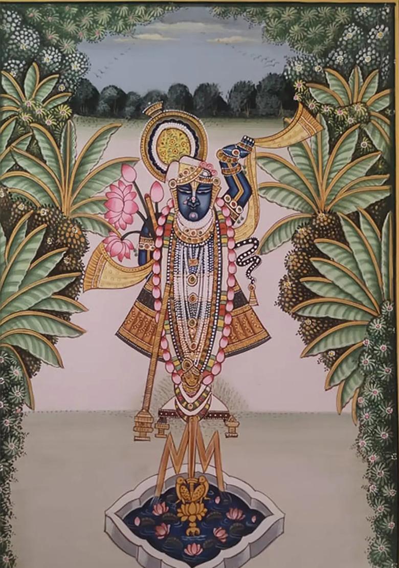 Lord Shrinathji Under the Tree Pichwai Painting