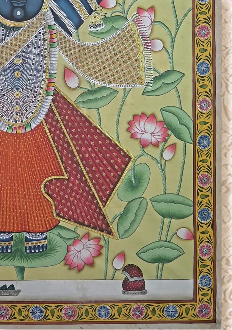 Standing Shrinathji with Kamal Talai Pichwai Painting