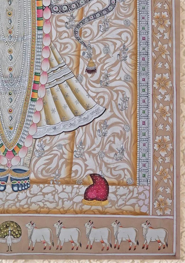 Shrinathji Holding Lotus Pichwai Painting