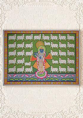Cow Lover Shrinathji Playing Flute Pichwai Painting