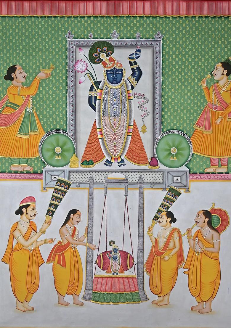 Devotees Swinging Shrinathji Pichwai Painting