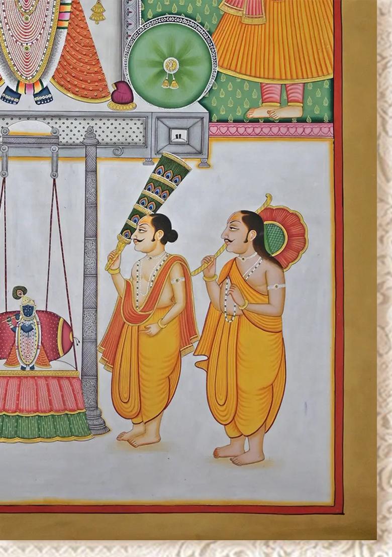 Devotees Swinging Shrinathji Pichwai Painting