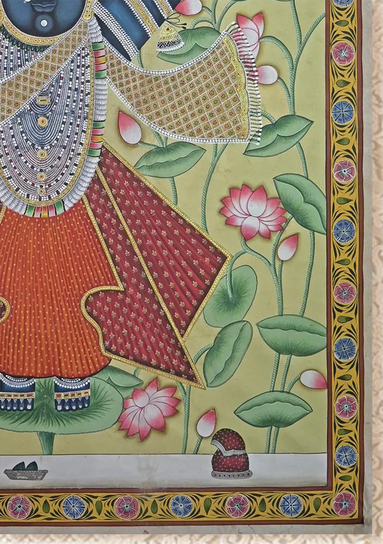 Standing Shrinathji with Kamal Talai Pichwai Painting