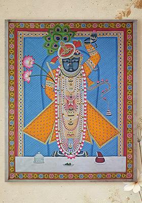 Attractive Shrinathji with Yellow Dress Pichwai Painting