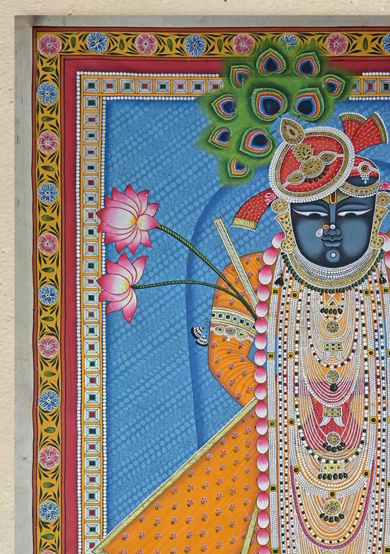Attractive Shrinathji with Yellow Dress Pichwai Painting