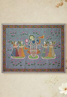 Shrinathji with Gopis in Kamal Talai Pichwai Painting